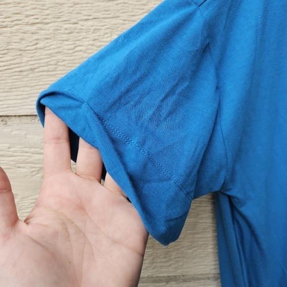 bebop blue short sleeve jersey knit keyhole romper medium - Picture 5 of 9